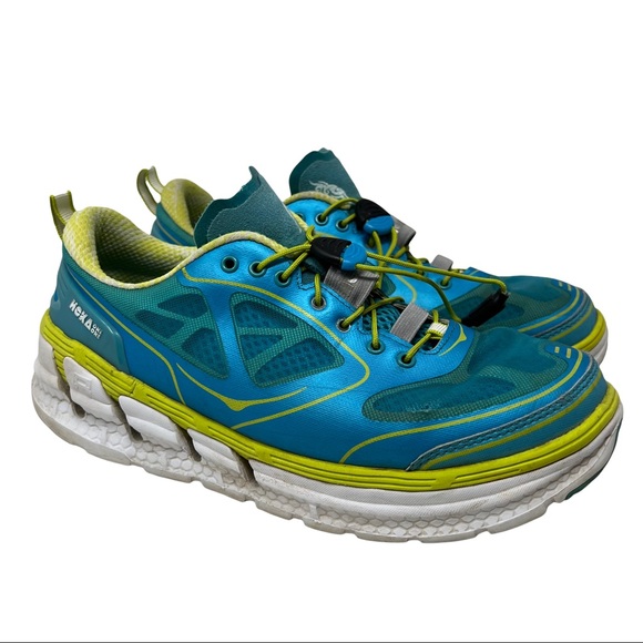 Hoka One One Shoes - Hoka One One Conquest Womens Blue Yellow Running Shoes